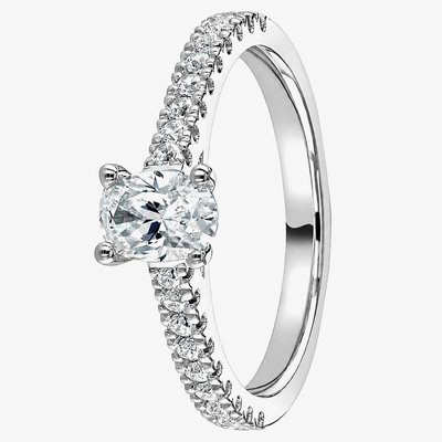 1888 Collection Platinum 0.90ct Certificated Oval Cut Diamond Shoulder Set Solitaire Ring RI-2250(7X5)(.70CT PLUS)