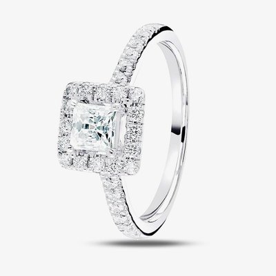 1888 Collection Platinum 0.50ct Certificated Princess Cut Diamond Shoulder Set Halo Ring RC2022(3.5)