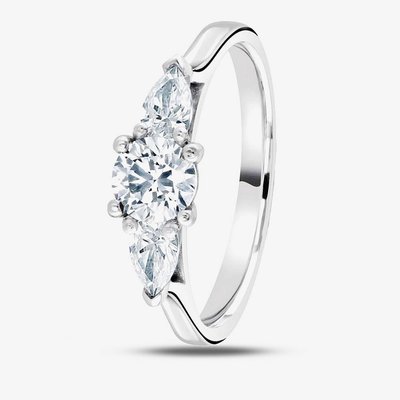 Platinum 0.70ct Certificated Round Cut Diamond Three Stone Ring R3-2033(5X3)(.70CT PLUS)