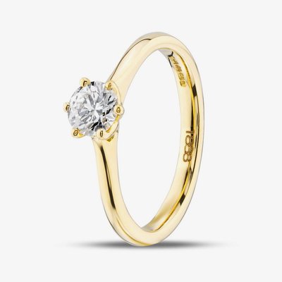 1888 Collection 18ct Yellow Gold 0.80ct Certificated Round Cut Diamond Solitaire Ring RI-144(.70CT PLUS)