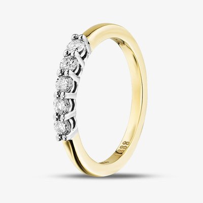 1888 Collection 18ct Yellow Gold 0.33ct Certificated Round Cut Diamond Five Stone Ring HET1001(.30CT PLUS)