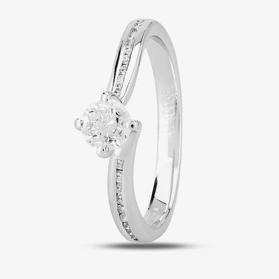 1888 Collection 18ct White Gold 0.60ct Certificated Brilliant Cut Diamond Shoulder Set Solitaire Ring RI-137B(5.0)(.50CT PLUS)