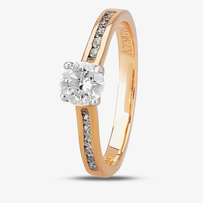 1888 Collection 18ct Rose Gold 0.50ct Certificated Brilliant Cut Diamond Shoulder Set Solitaire Ring RI-138(.50CT PLUS)