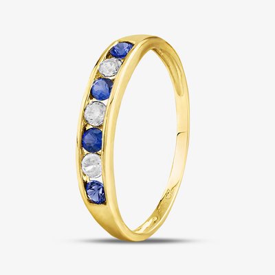 9ct Yellow Gold Blue & Clear Cubic Zirconia Half Eternity Ring PR02470SA P