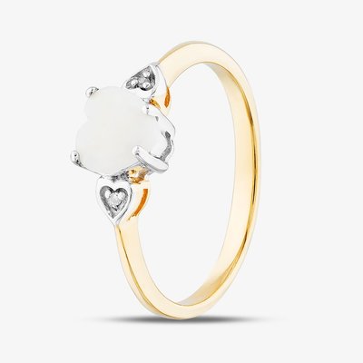 Silver Gold Plated White Opal Diamond Heart Ring S2277Y-N