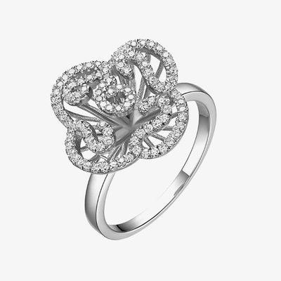 Cascade Silver & Cubic Zirconia Mini Fancy Ring