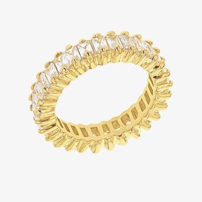 LUXE Silver Gold Plated Rectangular Cubic Zirconia Full Eternity Ring 8.98.0010 L