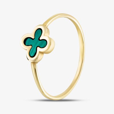 9ct Yellow Gold Malachite Clover Ring 1.84.9971 M