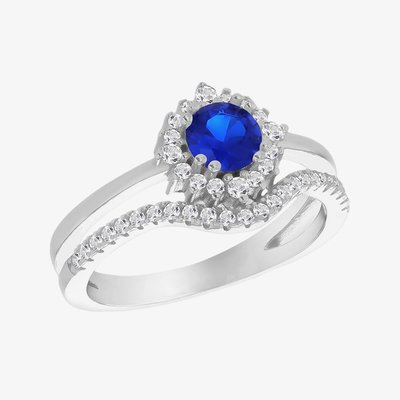 Silver Blue Cubic Zirconia Double Split Shoulder Ring 8.84.1171 Q