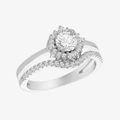 Silver Cubic Zirconia Double Split Shoulder Ring 8.84.1191 N