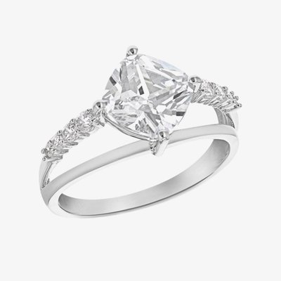 Silver Cubic Zirconia Double Split Shoulder Ring 8.84.8609 O