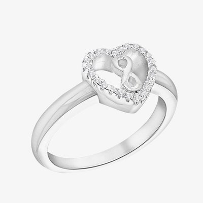 Silver Cubic Zirconia Infinity Heart Ring 8.84.9679 O
