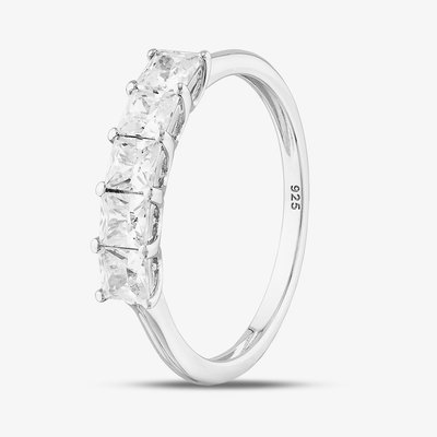 Sterling Silver Princess Cut Cubic Zirconia Five Stone Ring S2067-M