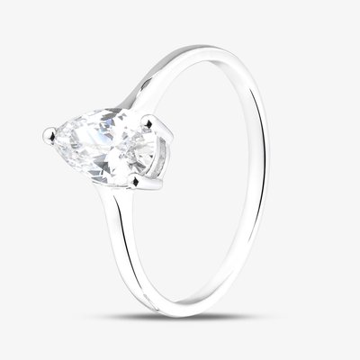 9ct White Gold Pear Cut White Cubic Zirconia Solitaire Ring 5.84.1549 R