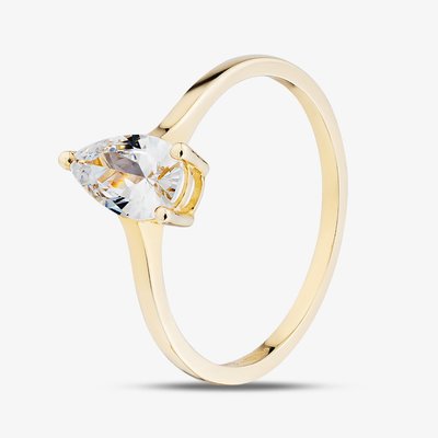 9ct Yellow Gold Pear Shaped Cubic Zirconia Ring 1.84.1549 M
