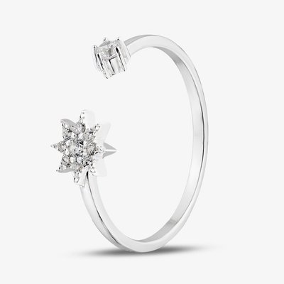 Sterling Silver Cubic Zirconia Star Open Ring 042-59862/SP 56