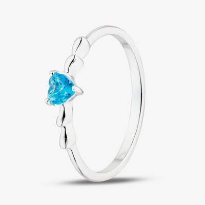 Sterling Silver Heart Shaped Blue Cubic Zirconia Ring 042-60407/SP BLUE 54