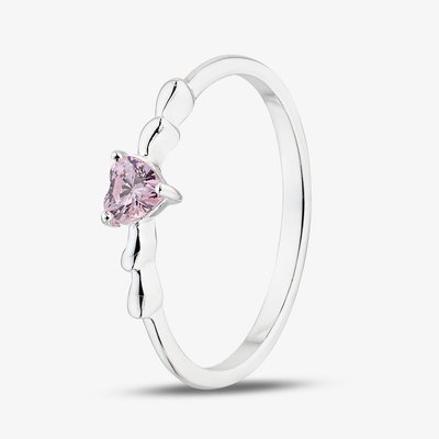 Sterling Silver Heart Shaped Pink Cubic Zirconia Ring 042-60407/SP PNK 60