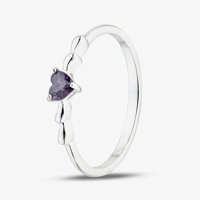 Sterling Silver Heart Shaped Purple Cubic Zirconia Ring 042-60407/SP PURP 60