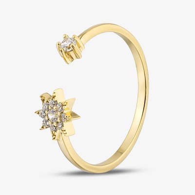 Yellow Gold Plated Sterling Silver Cubic Zirconia Star Open Ring 042-59862/GP 58