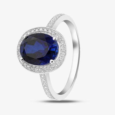 9ct White Gold Blue and White Crystal-Set Cluster Ring (Q) 5.84.9299 Q
