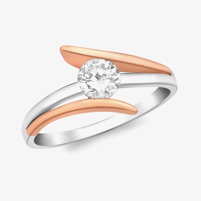 9ct Two-Tone Gold Crystal-Set Crossover Ring (Q) 2.84.7421 Q