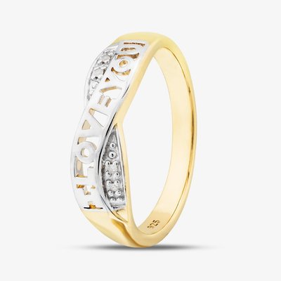 Silver Gold Plated I Love You Infinity Cross Over Ring S2268Y-N