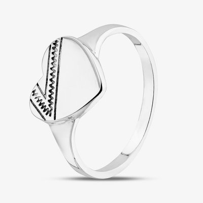Sterling Silver Patterned Heart Ring S2048-O