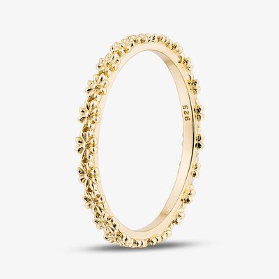 Yellow Gold Plated Sterling Silver Flower Band Ring 012-26746/GP 56