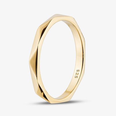 Yellow Gold Plated Sterling Silver Geometric Band Ring 012-27231/GP 56