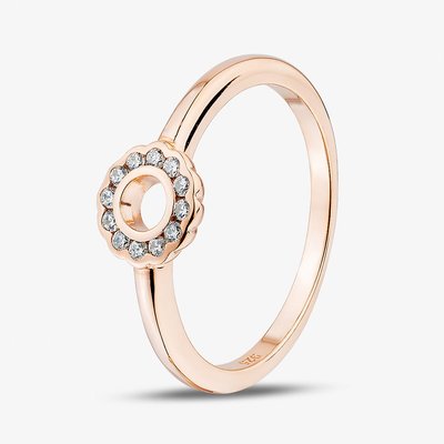 Rose Gold Tone Plated Sterling Silver Cubic Zirconia Open Circle Ring 05S2AZR649307 56