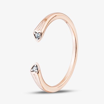 Rose Gold Tone Plated Sterling Silver Cubic Zirconia Heart Open Ring 05S2AVR518610 52