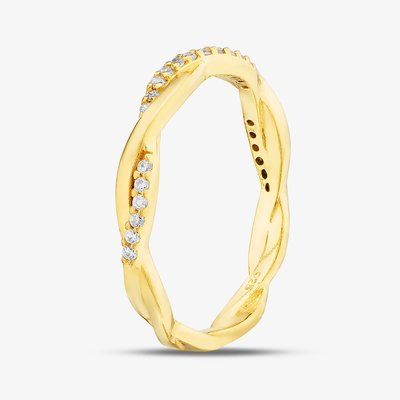 Silver Gold Plated Cubic Zirconia Twist Ring S2068Y-M