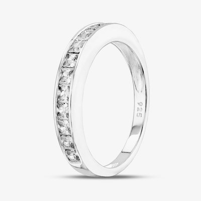 Sterling Silver Cubic Zirconia Half Eternity Ring S2077-L