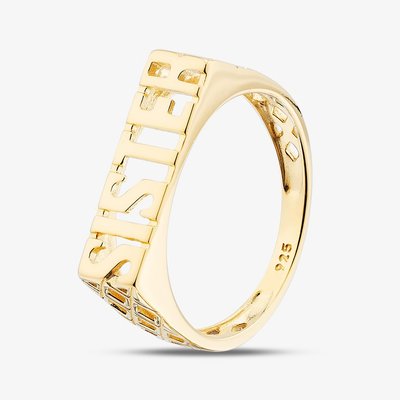 Sterling Silver Gold Tone Sister Signet Ring S2002Y-P