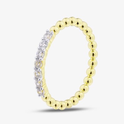 Gold Tone Plated Cubic Zirconia Beaded Half Eternity Ring MR-1070GO-56