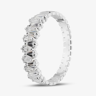 Sterling Silver Tapered Baguette Cubic Zirconia Half Eternity Ring 042-56904/SP 60