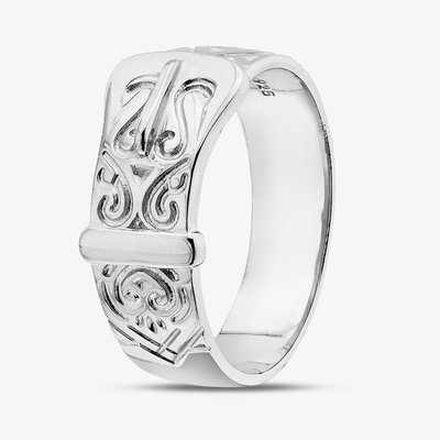 Sterling Silver Patterned Buckle Ring S2009-V