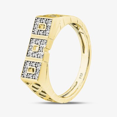 Silver Gold Plated Brilliant Cut Cubic Zirconia Dad Ring S2078Y-Z