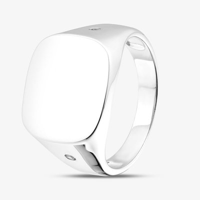 Rhodium Plated Sterling Silver Cubic Zirconia Square Signet Ring 8.81.0100 Y