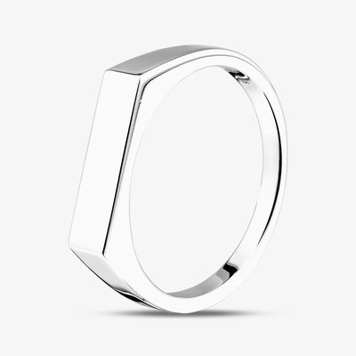 Rhodium Plated Sterling Silver Slim Signet Ring 8.81.0579 W