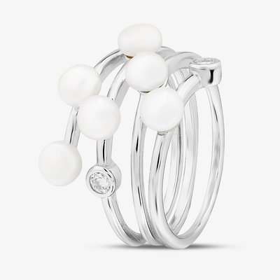 Sterling Silver Freshwater Pearl Multi Row Ring ROW70018FW M