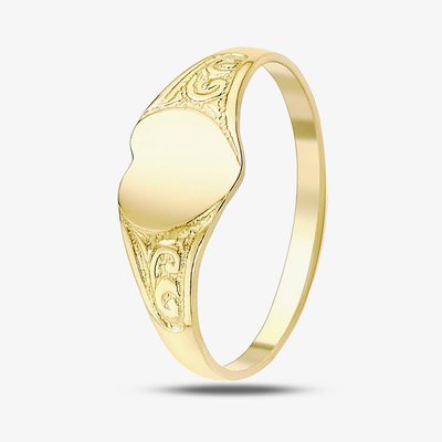 9ct Yellow Gold Heart Filagree Shoulder Signet Ring 1.81.0289 K