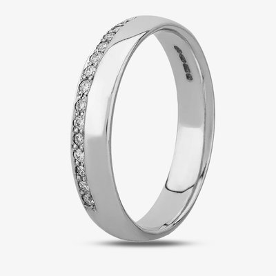 9ct White Gold 4mm Diamond Edged Wedding Ring 7607W/9W/DQ10 P