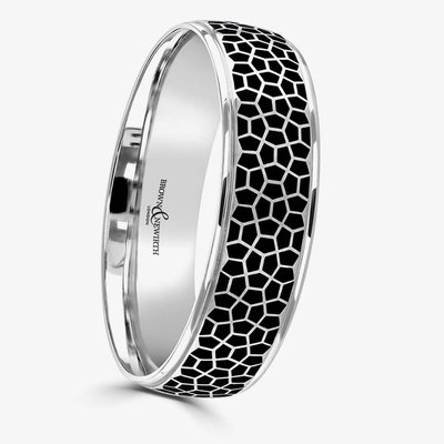 Brown & Newirth Geo Platinum Black Ceramic Geometric 5mm Ring C6ZNP51 5.0 Y