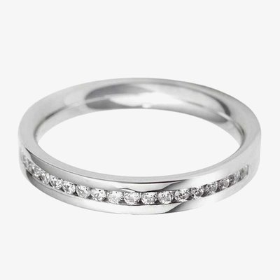 18ct White Gold 3.0mm Channel Set Diamond Flat Court Wedding Ring WGH2/3R125 18W HSI-L