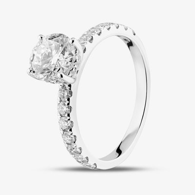 9ct White Gold 1.50ct Certificated Brilliant Cut Lab Grown Diamond Shoulder Set Solitaire Ring LGR43483-150 O