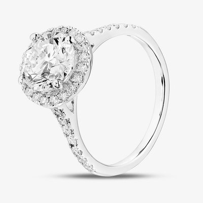 9ct White Gold 2.40ct Brilliant Cut Lab Grown Diamond Halo Ring LGR43488-240SF N