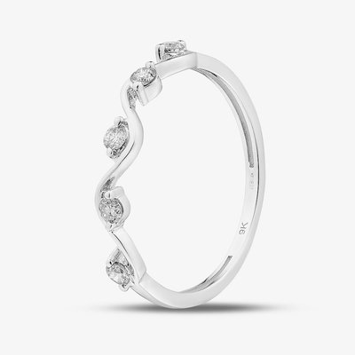 9ct White Gold 0.15ct Diamond Wave Ring THR43954-15NJ M (WG)