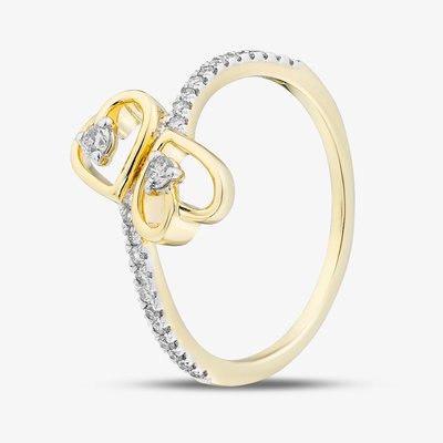 9ct Yellow Gold 0.15ct Diamond Double Heart Twist Ring THR35041-15D O (YG)